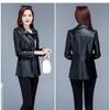 2XL-6XL женская кожаная куртка весна осень новая мода женское пальто из искусственной кожи женское черное мотоциклетное пальто из искусственной кожи W751