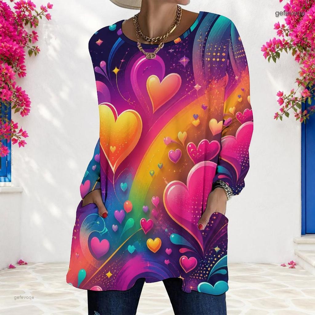 Womens Plus Size Long Sleeve Pocket T Shirt Loose Comfortable Leisure Daily Casual Top