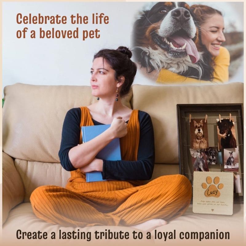 Wood Pet Dog Puppy Memorial Card Ornaments Pet Card for Home and Desktop Decoration Pet Card Wood