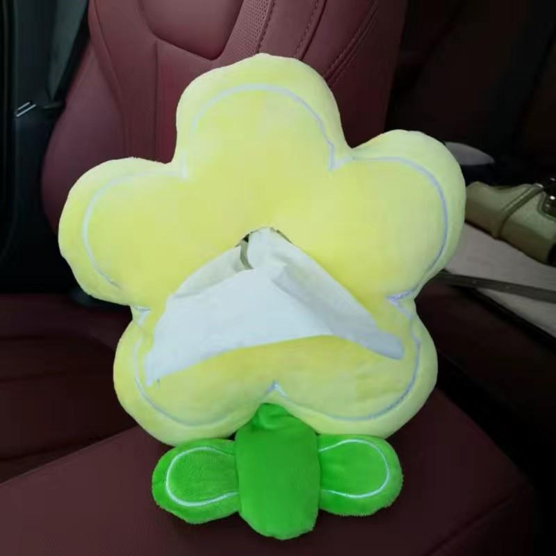 Мультяшный плюшевый автомобильный держатель для салфеток на подлокотник: Милый подвесной диспенсер для бумаги и украшение интерьера