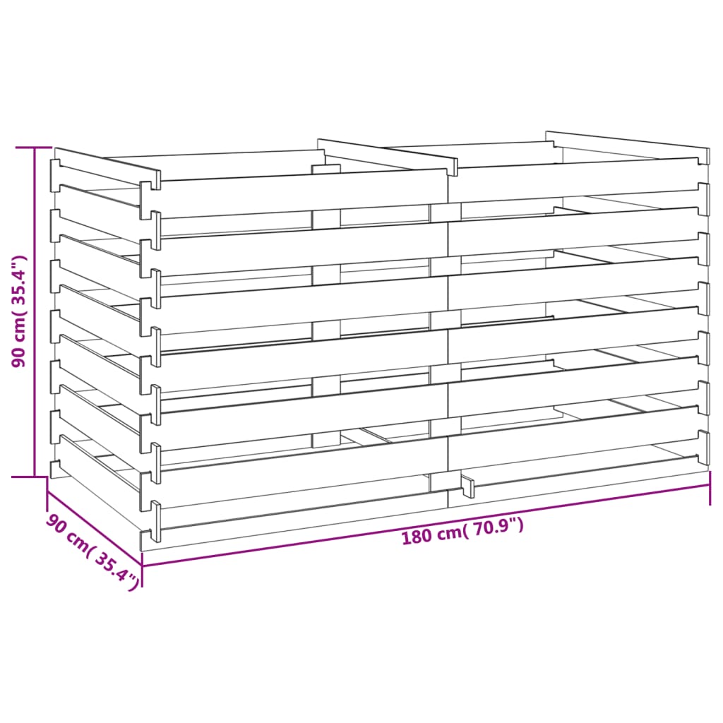 Composter Pine Wood Slats Impregnated 180 x 90 x 90 cm