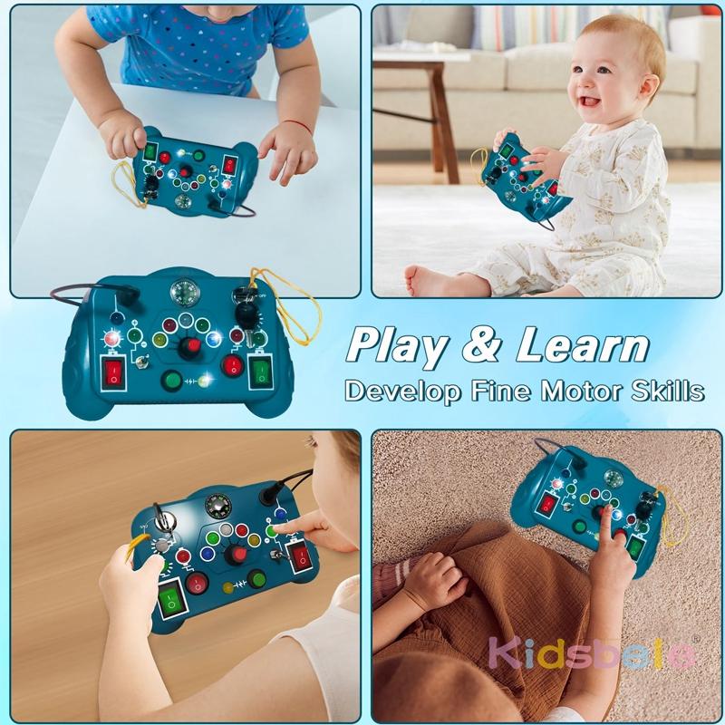 Сенсорная доска Busy Board с выключателем света, Монтессори, Игрушка для развивающих занятий в путешествии, Идеальный подарок для дошкольников