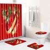 Christmas Home Shower Curtain Polyester Cloth Four-Piece Toilet Floor Mat Bathroom Non-Slip Door Mat Bedroom Carpet