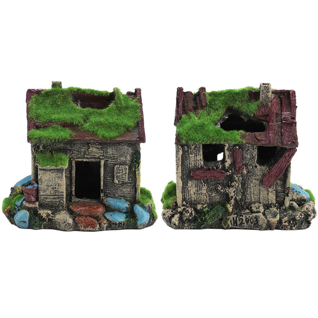 Аквариумный ландшафтный дизайн смоляные рыбки прячутся в пещере дома со мхом для украшения аквариума