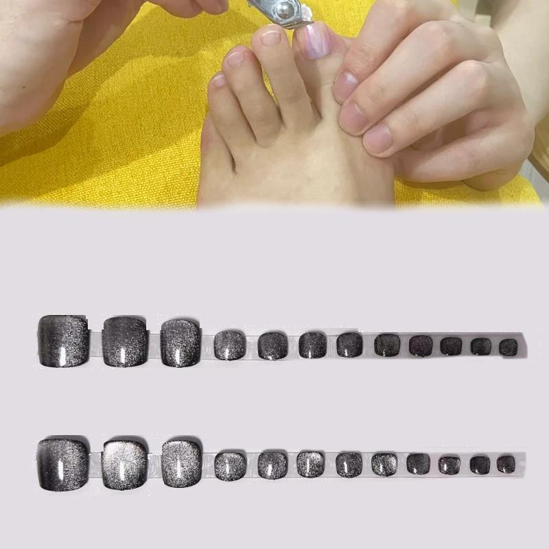 Unique Black Cat Eye Gem Toe Nail Art Stickers Starry Sky Print