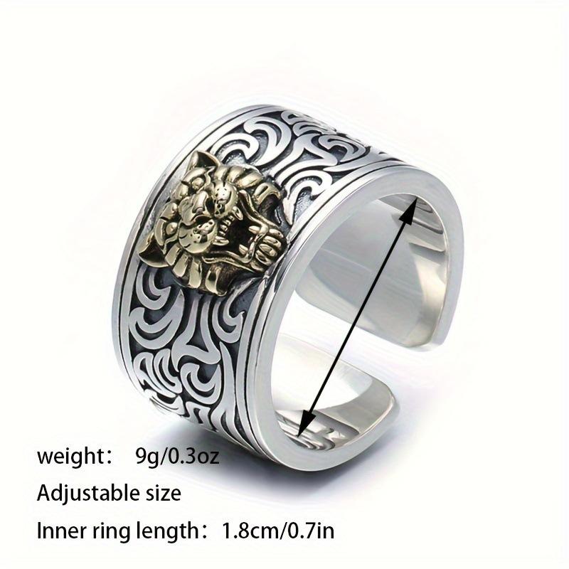 Tiger Head Open Ring for Men, Zodiac Year, Index Finger, National Trend, Domineering, Adjustable