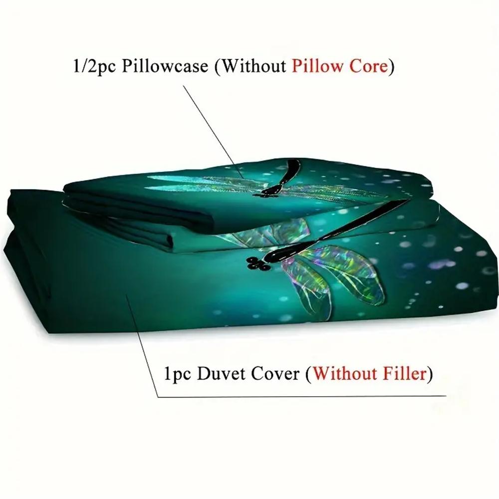 Комплект пододеяльника с принтом стрекозы (1 пододеяльник + 1/2 наволочки) Рустикальный эстетичный комплект постельного белья с животными для спальни, гостевой комнаты