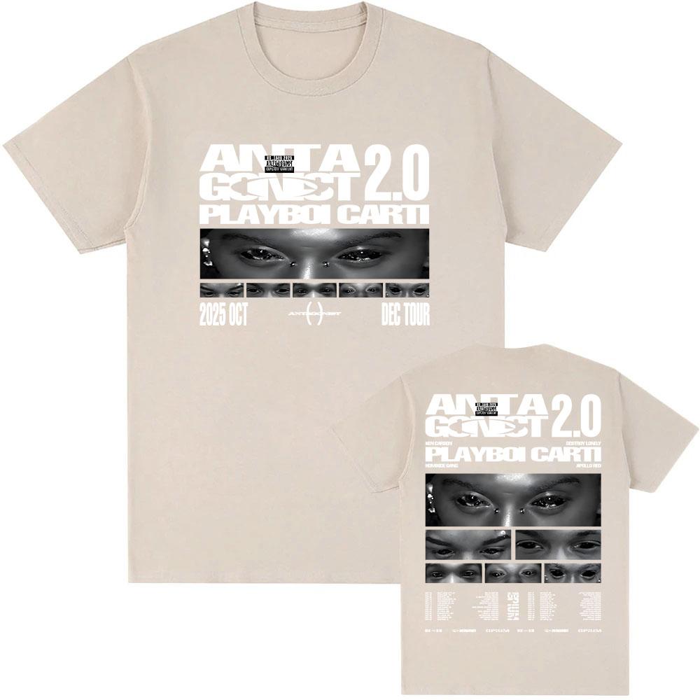 PLAYBOY CART ANTAGONIST TOUR Tshirt 2026 Summer Mens Tshirt Casual Fashion Singer Pattern Tshirt Printed Cotton Y2K Tshirt