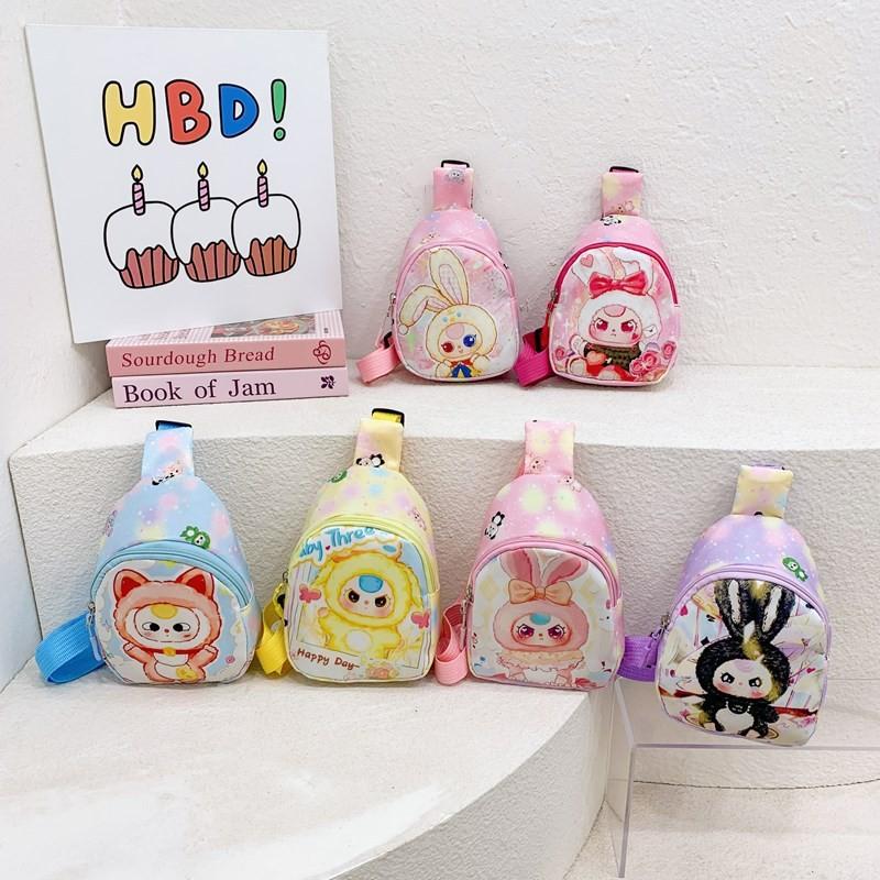 Baby Printed Three Children Shoulder Crossbody Chest Bag Outdoor Cartoon Wallet