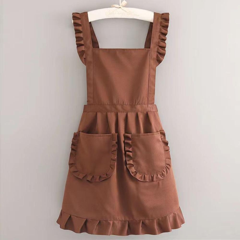 Милые кружевные фартуки в корейском стиле, прочные водонепроницаемые фартуки для готовки, большие карманы, перекрещивающиеся на спине, художественный фартук для женщин и девочек