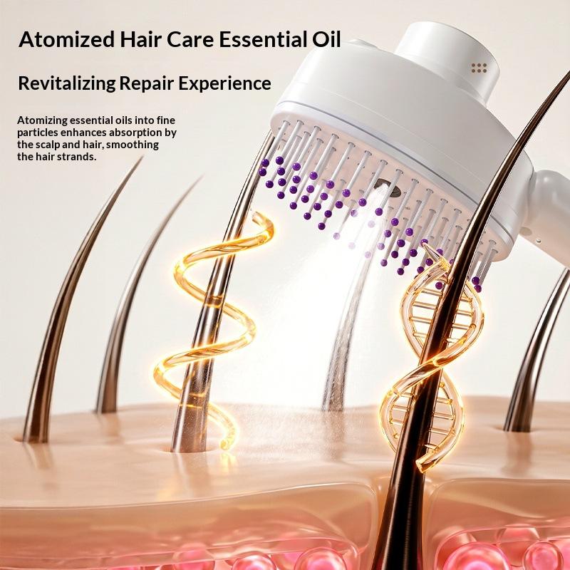 Rechargeable Electric Frizz Control Hair Brush Anti Static Steam Spray Massage Comb for Daily Hair Grooming