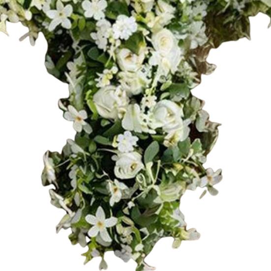 Garland Easter Wreath for Front Door Faith-Inspired Spring Decoration with Realistic Greenery And White Flowers Religious Indoor Porch Decor Gift