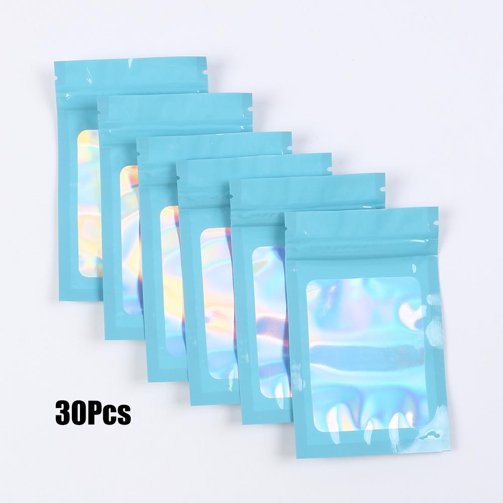 Xiaomi 30Pcs Holographic Ziplock Bag Resealable Laser Plastic Sealable Bags Jewelry Food Candy Gift Small Bussiness Packaging