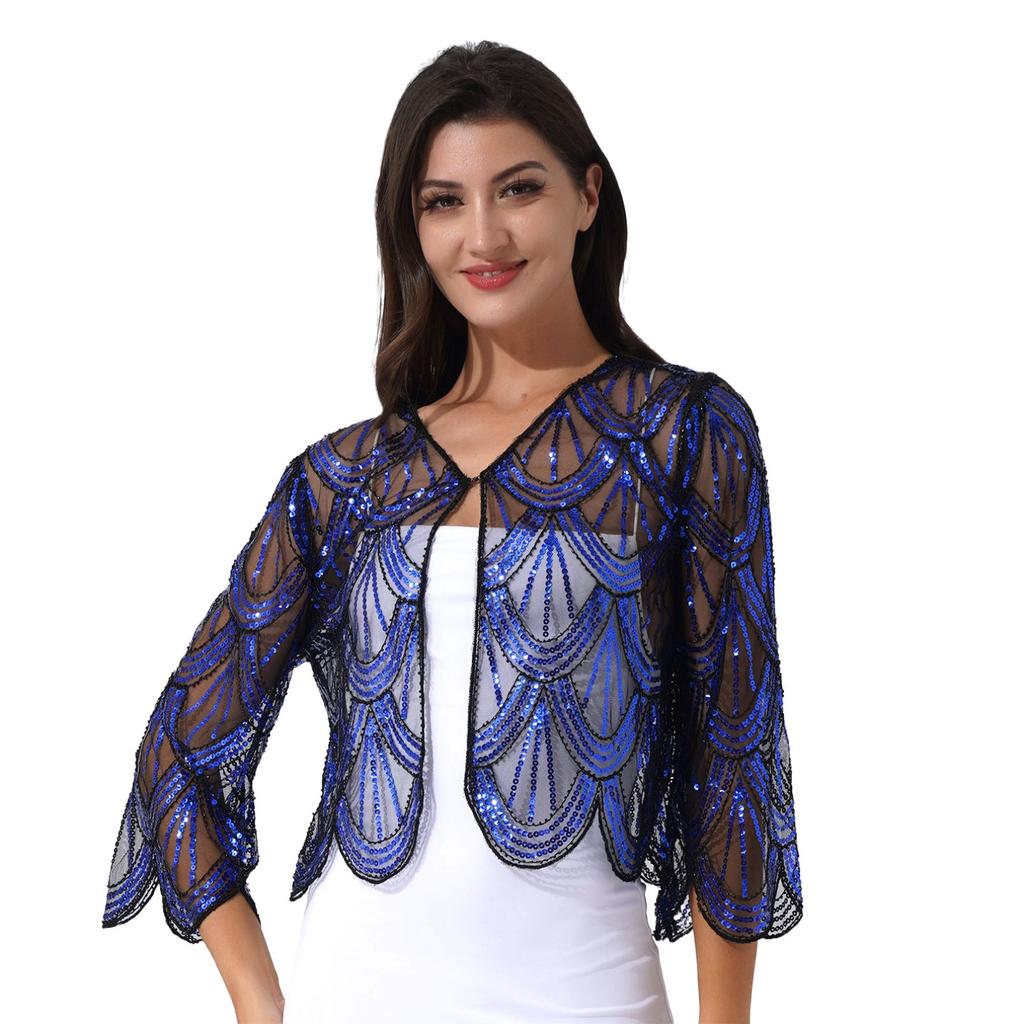 Women Lace Bolero Long Sleeve Hook-Eye Closure Shrug Cardigan Wedding Event Dress Accessories