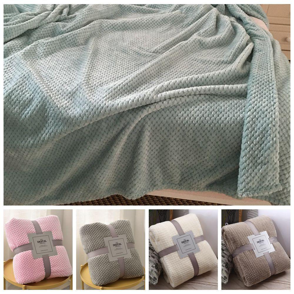 Double Sided Throw Blanket Skin-Friendly Conditioning Quilt New Plush Striped Blankets