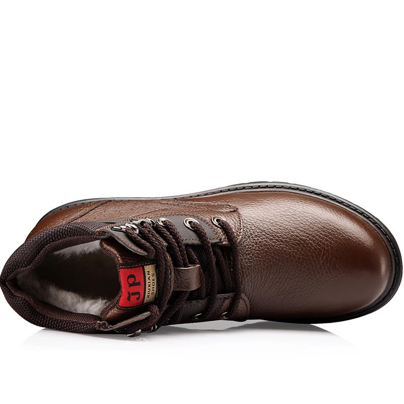 Мужская зимняя обувь, теплые удобные модные зимние ботинки из натуральной кожи, непромокаемые ботинки, мужские шерстяные плюшевые теплые ботинки