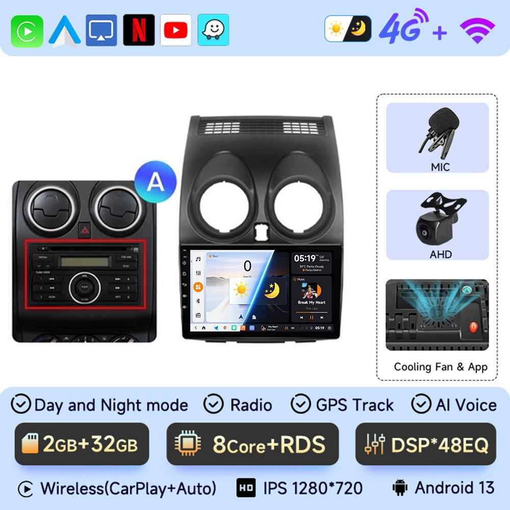 JIUYIN AI Voice 2 din Android 13 Авто Радио Для Nissan Qashqai J10 2006 - 2013 Carplay 4G Автомобильный Мультимедиа GPS 2din Авторадио