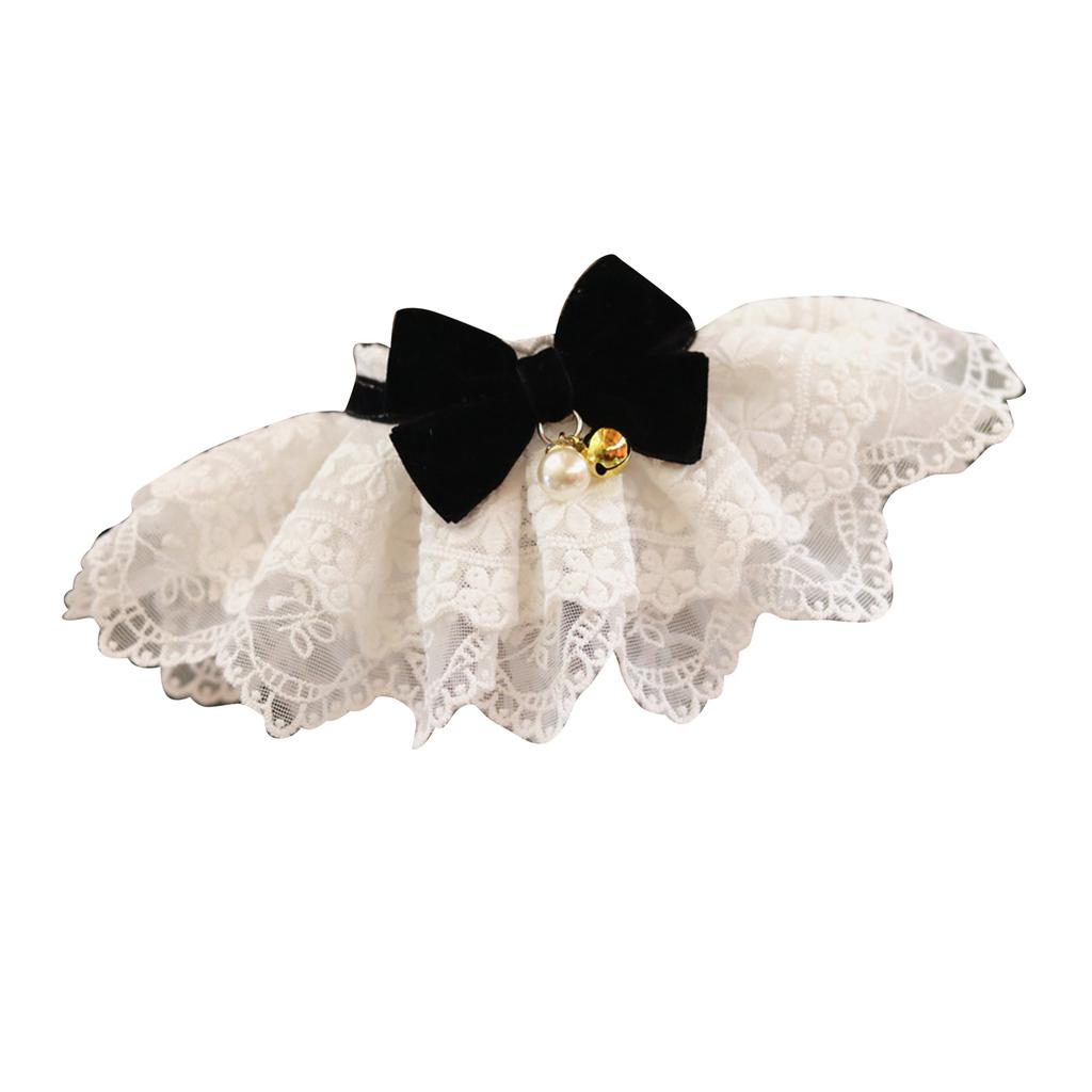 Кружевной нагрудник для питомца, воротник с милым бантом, мягкий, легко носить, удобный нагрудник, шарф для украшения собак и кошек, черный, M