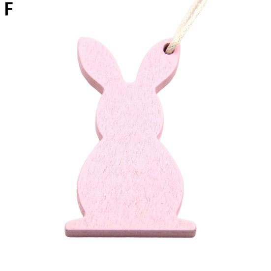 6 шт пасхальных украшений в форме кролика, деревянные подвесные украшения в форме яйца, вырезанный кролик