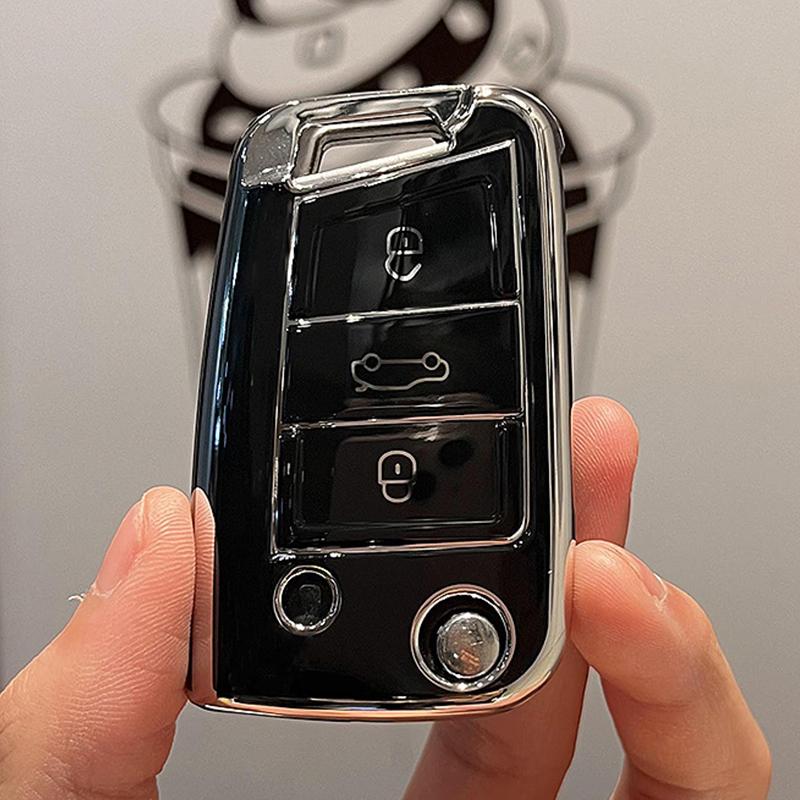 qsvbk7 TPU Car Key Case Cover for VW Polo Golf 7 Tiguan for Skoda Octavia Kodiaq Karoq for SEAT Ateca Leon Ibiza 2016 2017 2018 2019