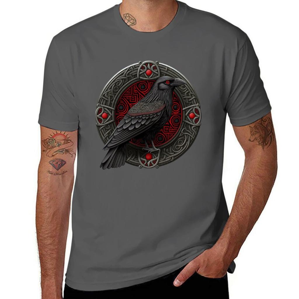 Summer Fashion Viking Raven T-Shirt for Men Oversized T Shirt O-Neck Short-sleeved Tops Tees Clothing
