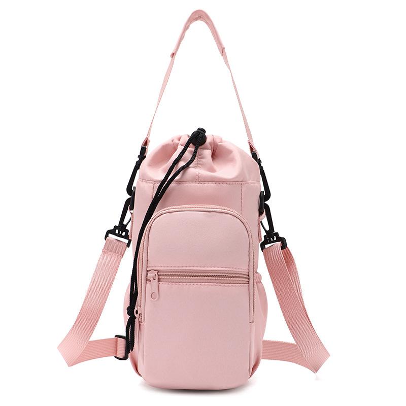 Water Bottle Bag with Adjustable Strap Portable Thermal Mugs Insulated Protective Cover Phone Pocket Outdoor Sports Travel Bag