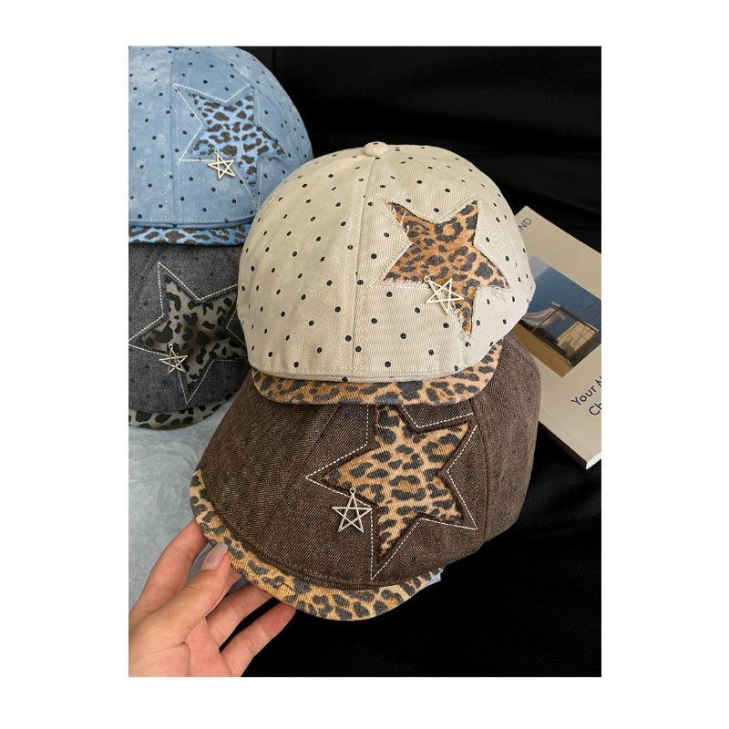 Women S Vintage Leopard Star Fashionable Casual Newsboy Hat