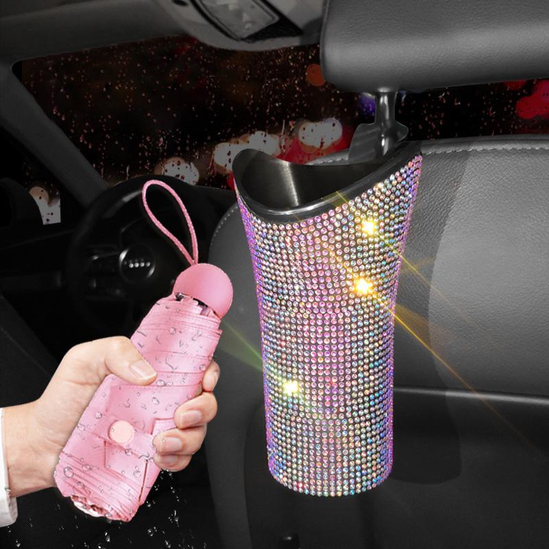 Блестящий автомобильный держатель для зонта со стразами, водостойкая коробка для хранения, складной органайзер для зонтов, универсальные автоинструменты для автомобиля