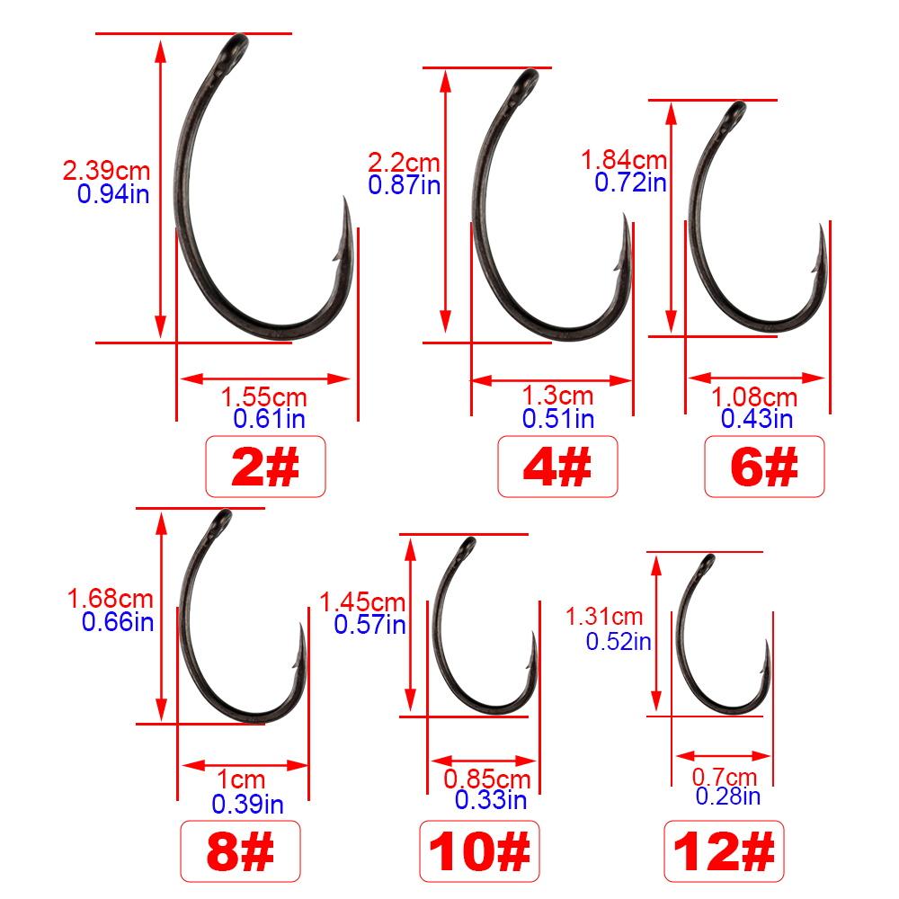 Hirisi 50/100 шт. Крючки для карповой ловли с покрытием PTFE Стальные крючки с бородкой В коробке 8011 Рыболовные аксессуары