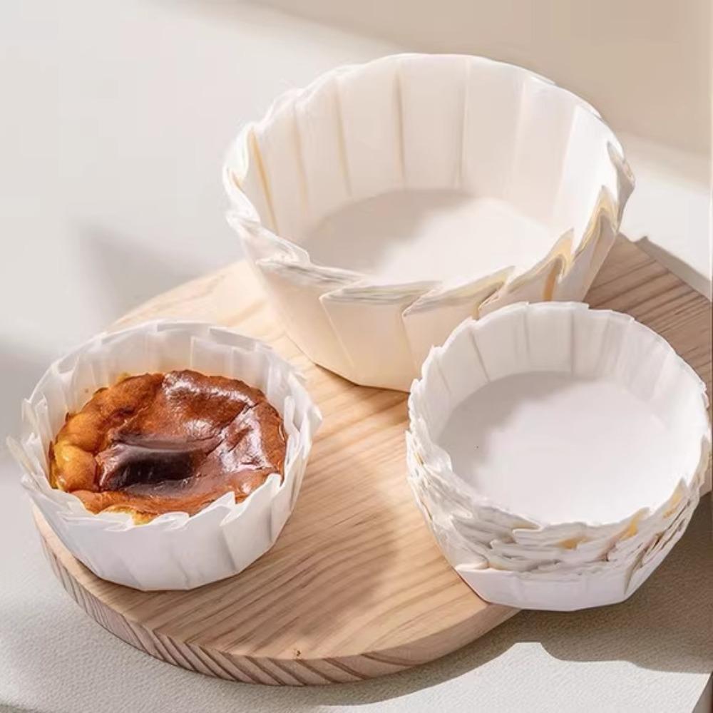 50/100pcs 4/6/8 Inch Mousse Cake Wrapper with Ruffled Edges Disposable Cupcake Liner Bakery