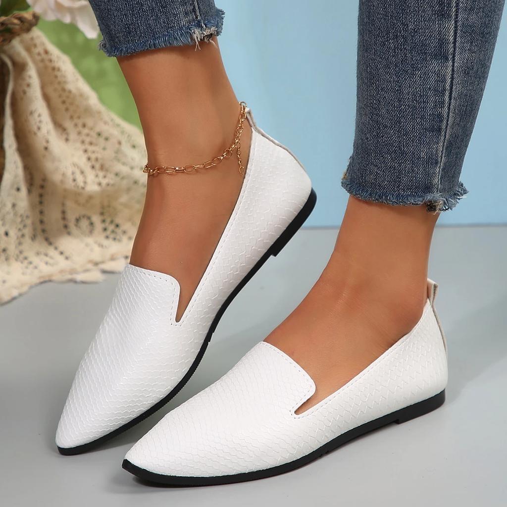 2025 Slip On Loafers Breathable Stretch Ballet Shallow Flats Women Soft Bottom Pointed Toe Boat Shoes Plus Size 43
