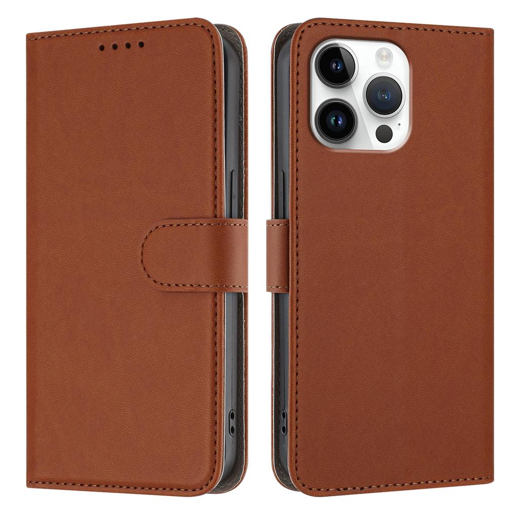 For iPhone 16 Pro Max Leather Case Solid Color Phone Cover with Wallet