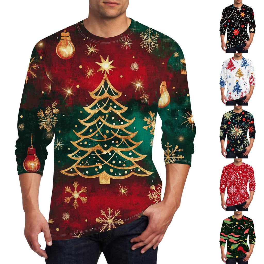 Men's T Shirt O-Neck Clothing Apparel Outdoor Long Sleeve Print Fashion Designer Vintage