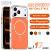 Для Magsafe Магнитный Беспроводной Зарядки Чехол Для телефона Для iphone 17 Air 16Pro 15 14 Pro Max С Металлическими Кнопками Ударопрочный Жесткий Чехол Funda