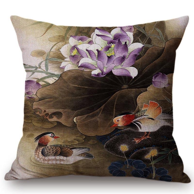 Китайский Ретро Живописный Стиль Классическая Девушка Лотос Чехлы для Подушек Офис Автомобиль Диван Кресло Домашнее Украшение Чехол для Подушки Наволочка
