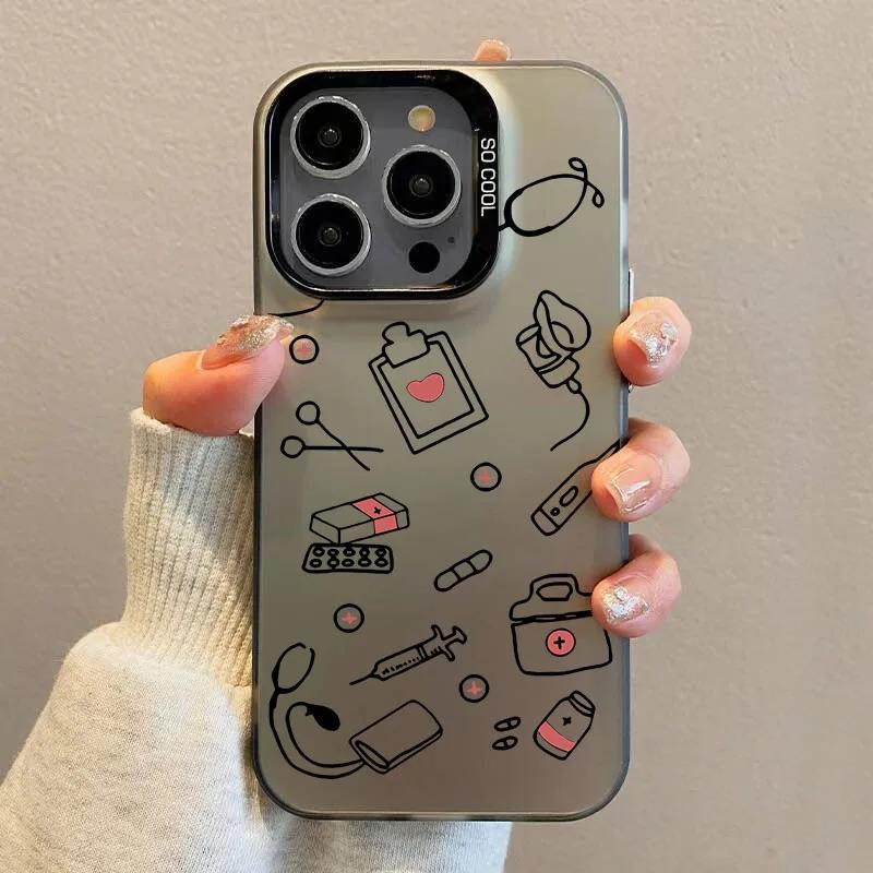 Чехол для телефона 'Медсестра Медицина Здоровье Сердце' для IPhone 16 12 11 14 15 Pro Max 13 Mini Врач Уход Лазерный Ударопрочный Чехол