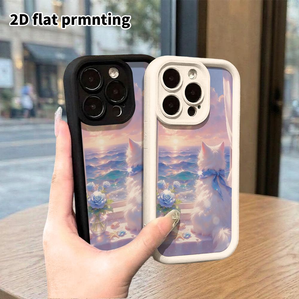 Чехол для телефона: 2D плоский дизайн, подходящий для iPhone 18 17 16 15 14 13 Pro, многоуровневый защитный чехол, наблюдение за морскими птицами у окна, Рождество и Хэллоуин