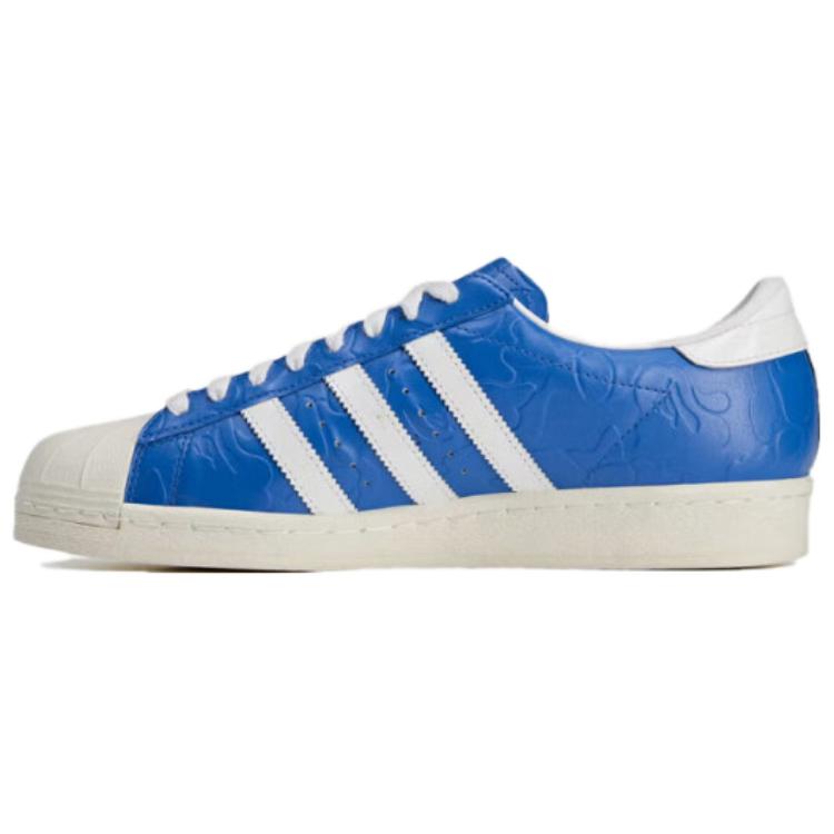 BAPE x adidas Superstar Винтажные Сине-Белые Унисекс Кроссовки Облачно-Белые Молочно-Белые JR2702
