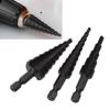 3pcs Precision Step Drill Bit Set Hex Shank Bearing Steel Step Drill Bit  Home Improvement