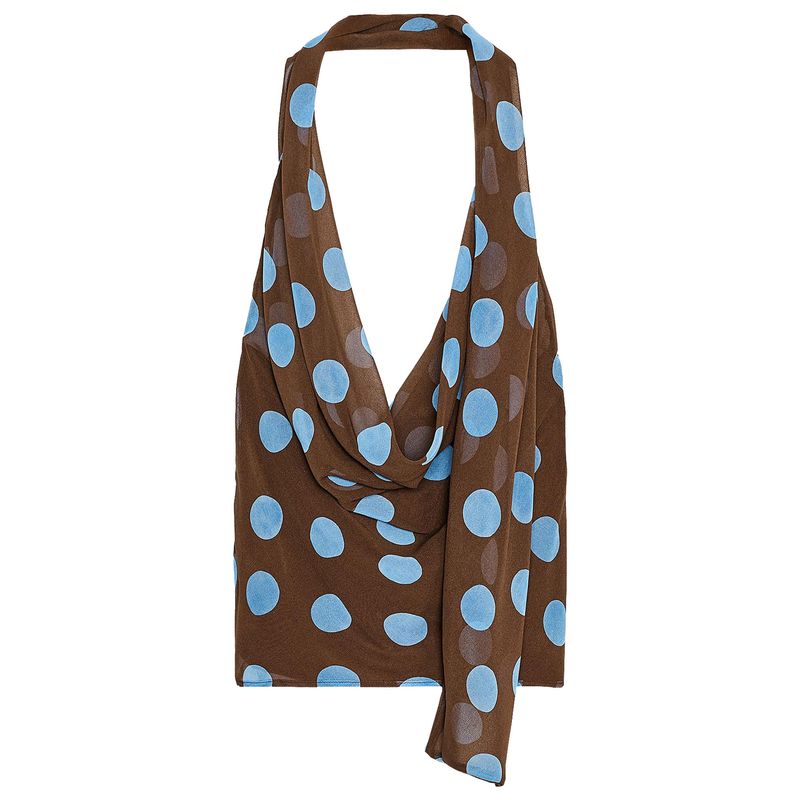Zaprha 2025 Новый Сексуальный Пляжный Стиль Тонкий Шарф Лента Горошек Подвеска на Шею Топ Женский 3756352