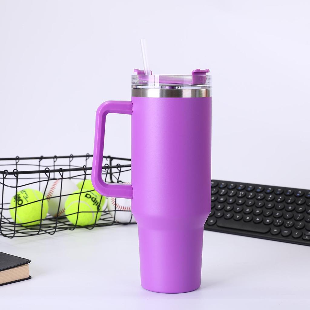 Автомобильная кружка из нержавеющей стали объемом 40 унций с ручкой и трубочкой, изолированная для холодных напитков