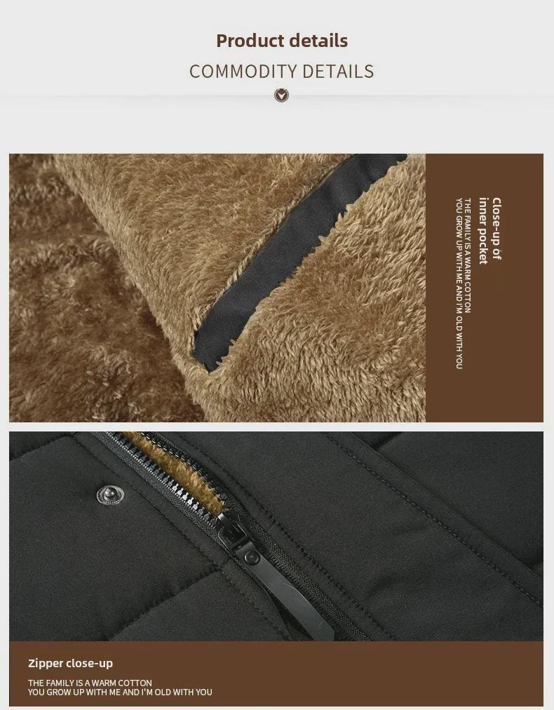 Мужская зимняя хлопковая куртка с капюшоном 2021 года — теплая и плотная, идеально подходит для пап среднего возраста