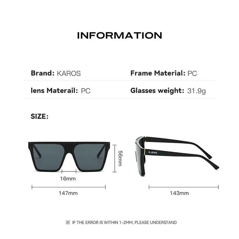 KAROS UV400 Non Polarized Sunglasses Unisex Outdoor Driving Travel Sunshade Glasses Oversized Square Fashion Eyewear YZ17BOX 7