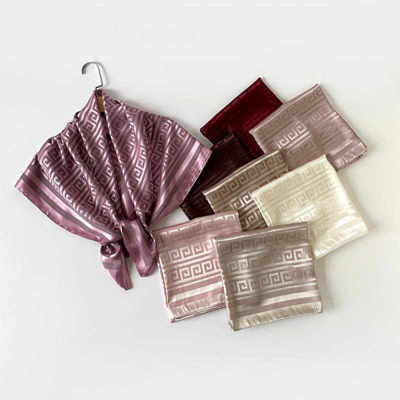 Imitation Silk Scarf for Women Solid Color Printed Scarf Scalp Shawl Scarf