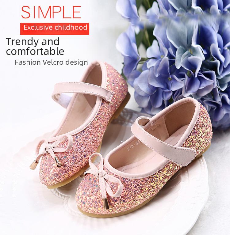 2024 Новые кожаные туфли принцессы Эльзы для маленьких девочек