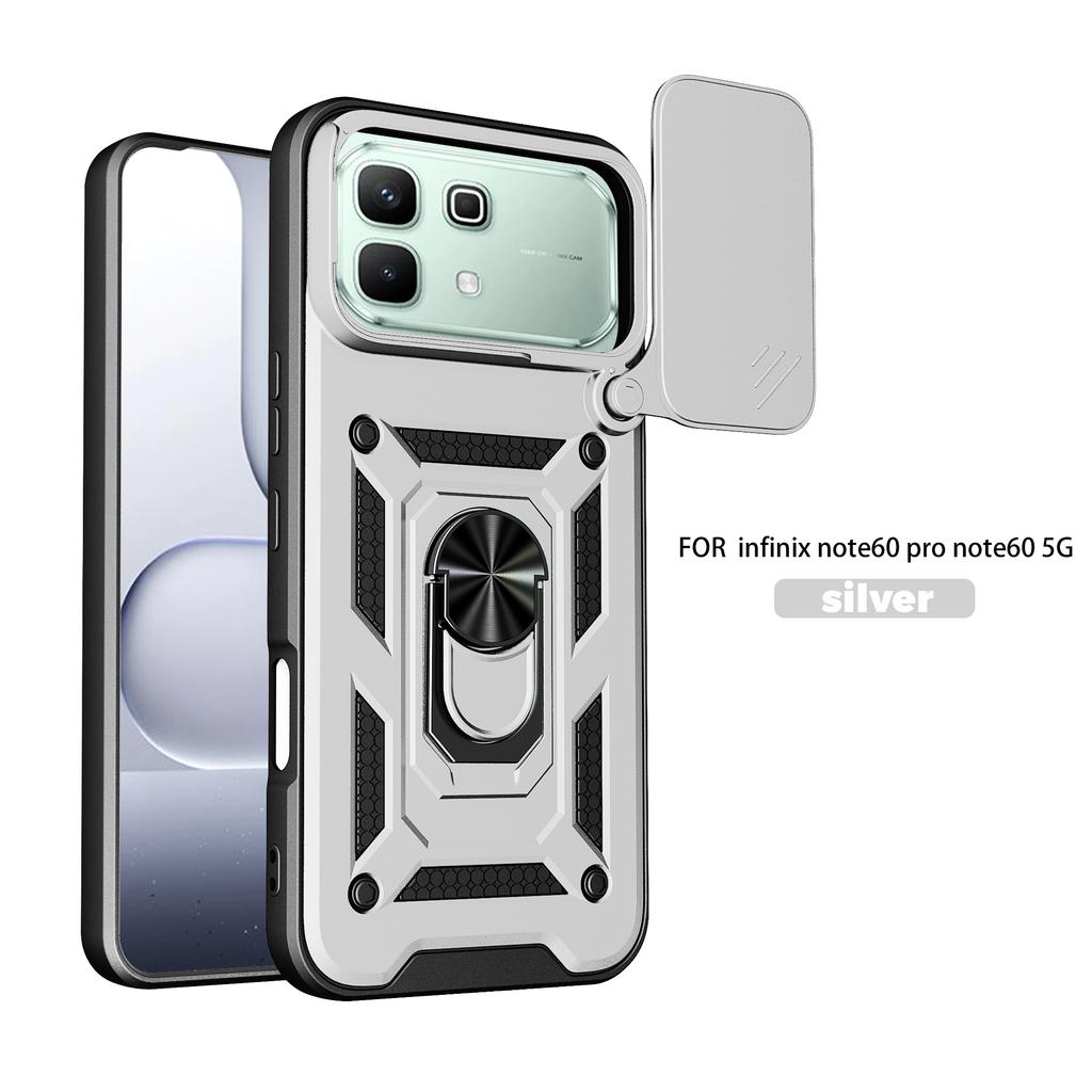 Чехол для Infinix Note 60 Pro Чехол-подставка для Infinix Note 60 с магнитным кольцом Бронированный чехол для телефона Защитная задняя крышка с защитой камеры
