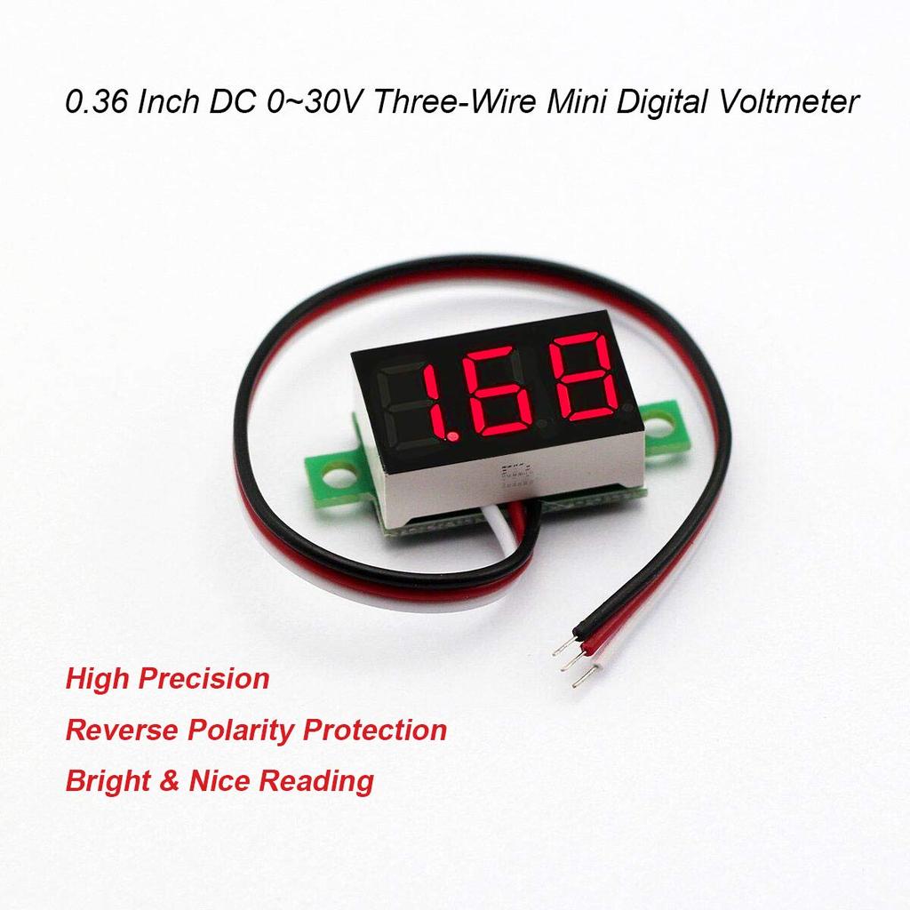 bayite Pack of 5 Three-Wire Calibratable DC 0~30V Red Digital Mini Voltmeter Gauge Tester Mount Car Motorcycle Battery Monitor Volt Voltage Meter