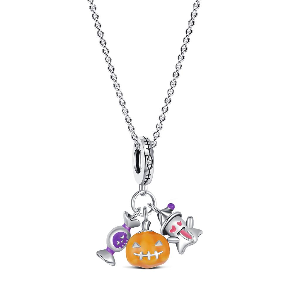 925 Silver Halloween Charm Ghost Pumpkin Charms Jewelry Making For Women Men DIY Bracelet Halloween Party Jewelry Gift