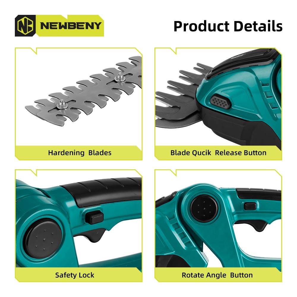 Newbeny Электрический триммер для живой изгороди 2 в 1, беспроводная эффективная бытовая секаторная пила, перезаряжаемые электроинструменты для батареи Makita 18 В