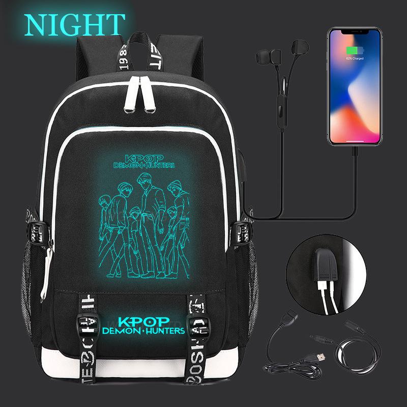 Animation Cartoon Peripheral Casual Luminous Backpack Multi-Function With Usb Schoolbag Large Capacity